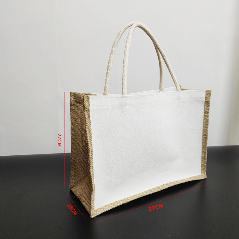 メーカー卸売麻布袋ロゴ入り帆布防水ラミネートバッグ綿紐ハンドバッグショッピングバッグ黄麻袋ハンドバッグ|undefined
