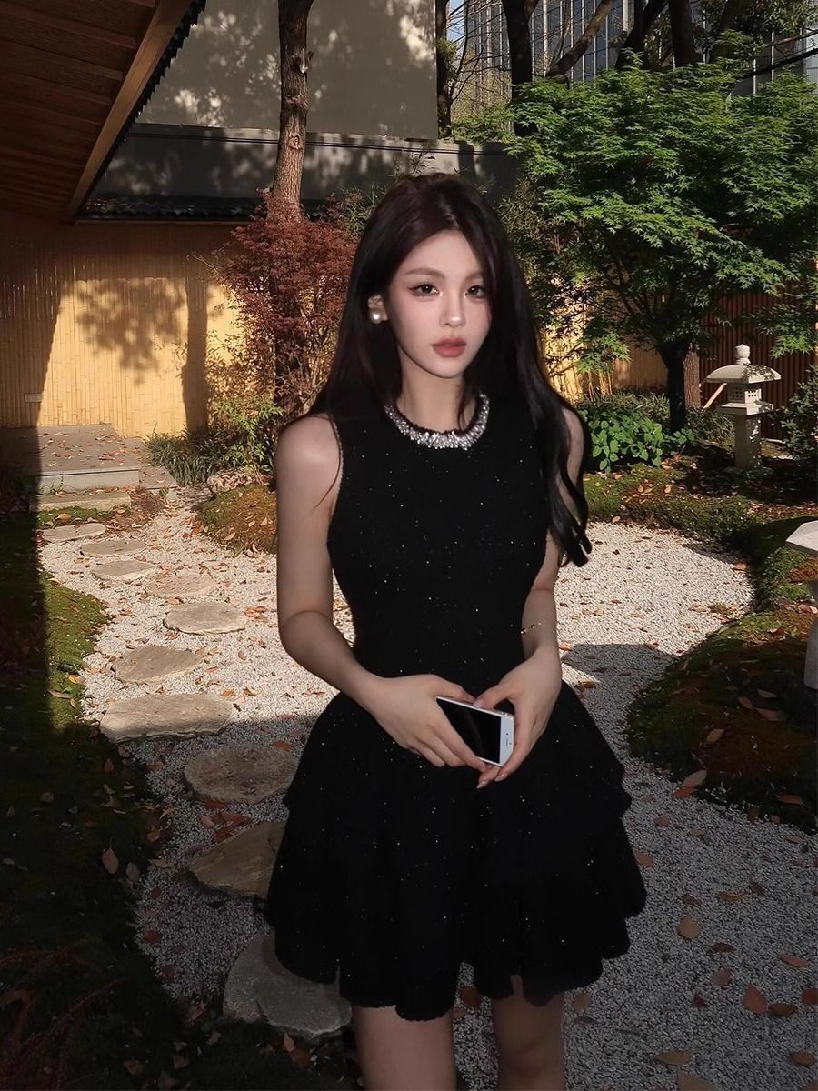 ChicShe Atemberaubendes, tailliertes, elegantes, kurzes schwarzes Kleid im französischen Stil für Damen – perfekt für Geburtstagsfeiern_voghion.com