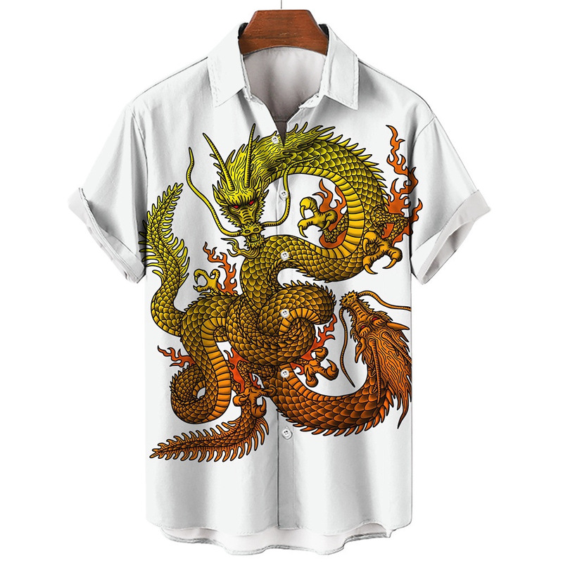 Cross-border e-commerce men's casual loose 3D Lion Tiger printed short-sleeved shirt Amazon Meikeduo hot sale