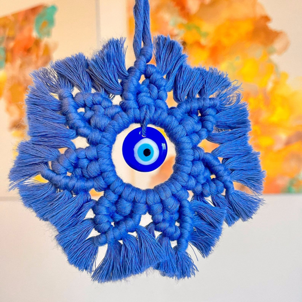 Ethnic Style Devil's Eye Cotton Thread Glass Pendant Wall Art display picture 2