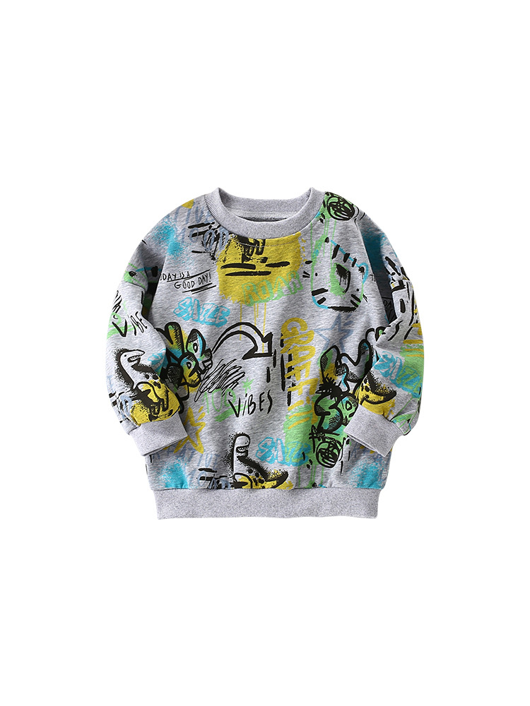 Malwee suéter de otoño e invierno para niños camisa de cuello redondo de estilo occidental de manga larga para niños pequeños y medianos europeos y americanos ropa casual para niños