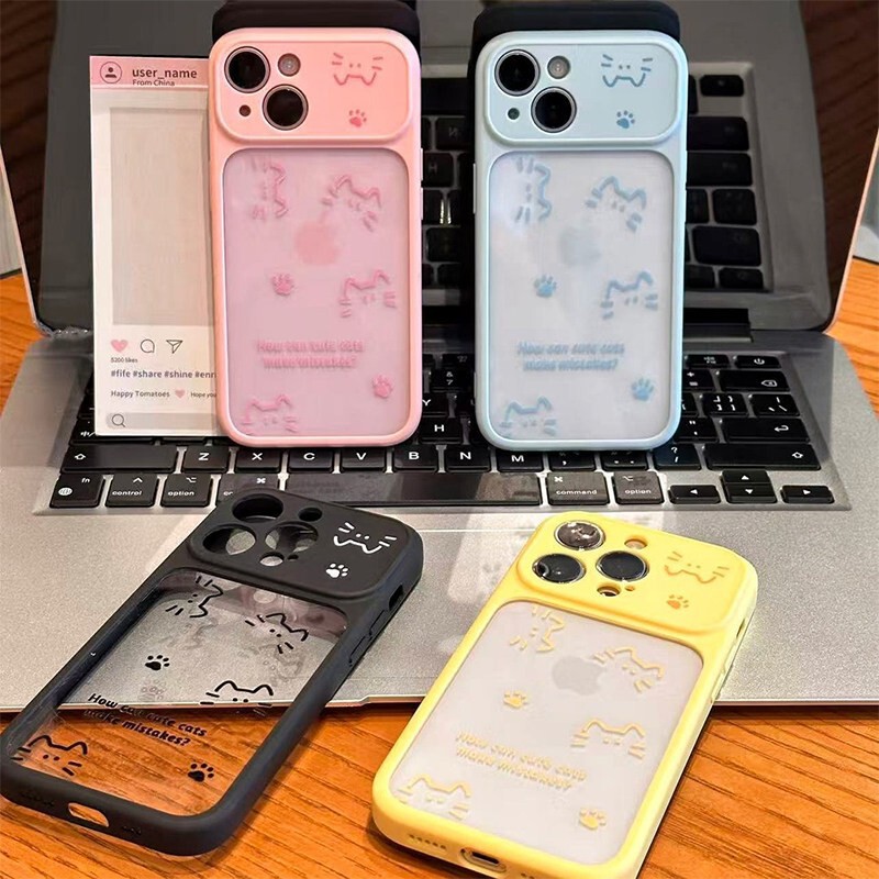 Line Drawing Cat Expression Phone Case Suitable for Apple 17 Pro Max, High Aesthetic Value for Girls, Large Transparent Window for 16/15 Models Line Drawing Cat Expression Phone Case Suitable for Apple 17 Pro Max, High Aesthetic Value for Girls, Large Transparent Window for 16/15 Models