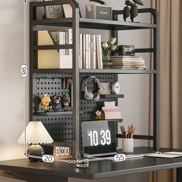 Agujero de escritorio tablero de hierro estantería escritorio rack de almacenamiento dormitorio estante de almacenamiento en capas escritorio hogar organizador rack