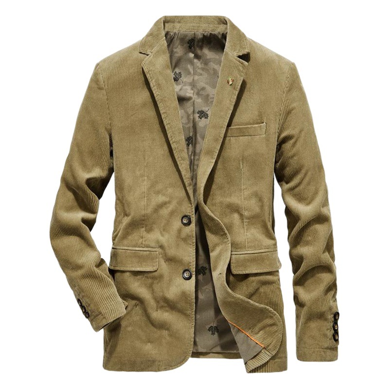 Plus tamaño primavera y otoño chaqueta de los hombres de mediana edad suelta traje pequeño traje de pana casual traje de pana