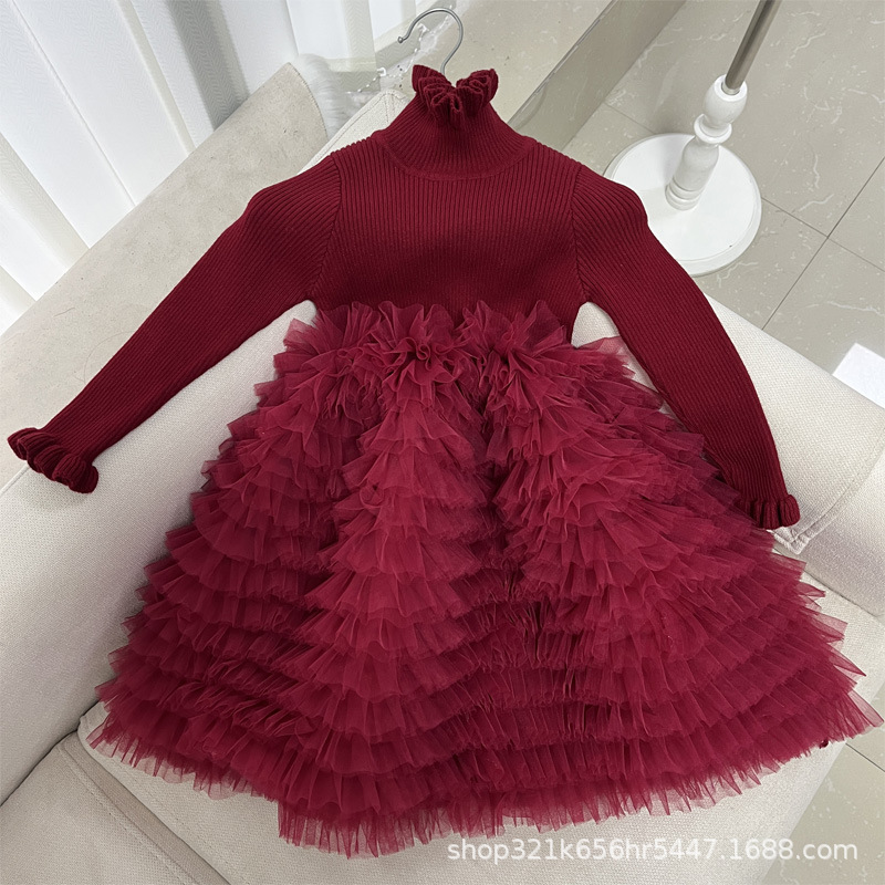 Niñas ropa de Año Nuevo suéter de Navidad vestido de niña malla pettiskirt cumpleaños princesa vestido ESTILO OCCIDENTAL