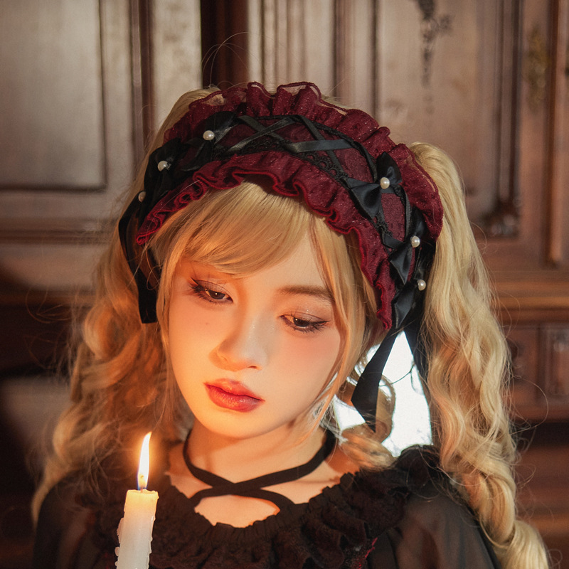 Lolita tocado KC japonés lindo encaje fino encaje diario Lolita arco clip de pelo banda