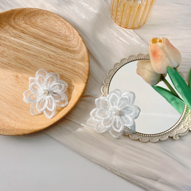 Заколка для волос, свежая hair accessory, с вышивкой, интернет-знаменитость, цветочный