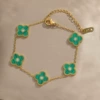 Double-sided diamond and green shell bracelet