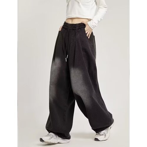 Relaxed Fit Oversize New Denim Jeans for Men and Women, Japanese Style, Plus Size Loose Streetwear, Flowy Floor-Length Wide Leg Pants
