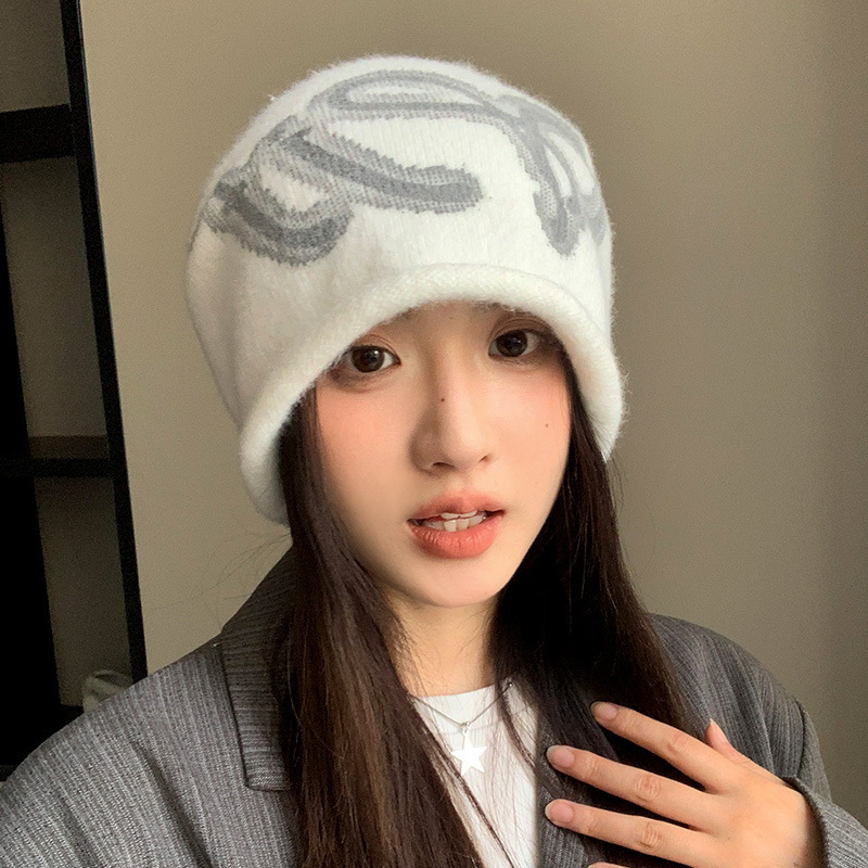 韩版个性提花保暖冷帽秋冬户外出行帽子女防风加绒堆堆帽包头帽潮|undefined