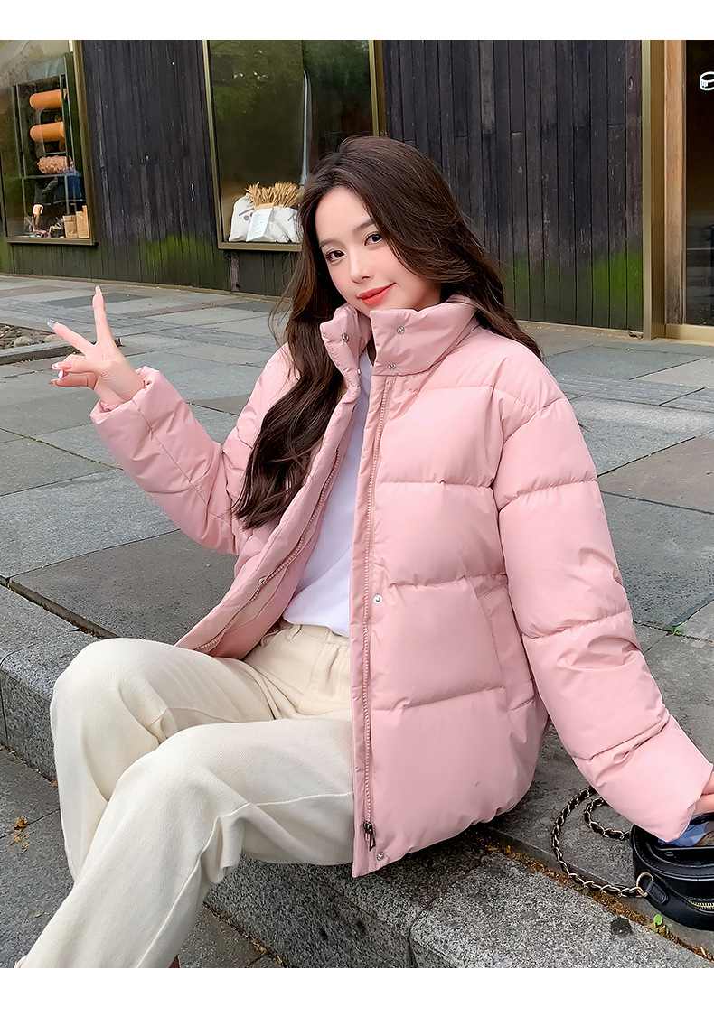 Women's Down Coat Winter Cotton Jacket Standing Collar Loose Fit_voghion.com