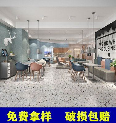 水磨石600x600瓷磚地面磚預制板建材 地鐵餐廳啞光預制水磨石地磚