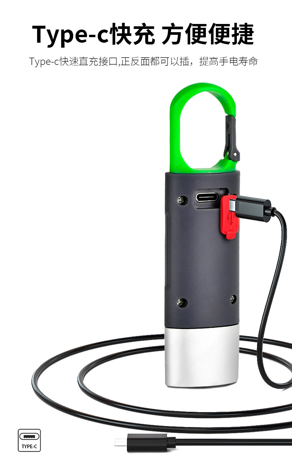 Cross-Border Outdoor Long-Range Strong Light Flashlight with Adjustable Hook, Multi-Functional and Portable Flashlight