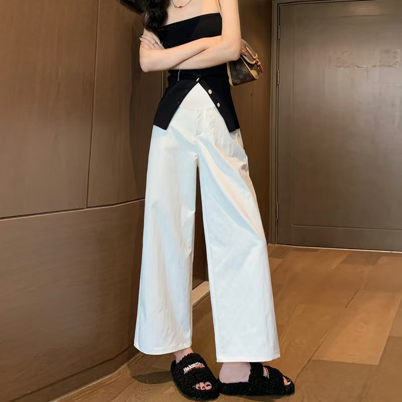 Maternity Pants for Outer Wear 2025 Summer New Style Simple Straight Wide Leg Pants for Women Loose Casual Nine-Point Pants Belly Support Pants Maternity Pants for Outer Wear 2025 Summer New Style Simple Straight Wide Leg Pants for Women Loose Casual Nine-Point Pants Belly Support Pants