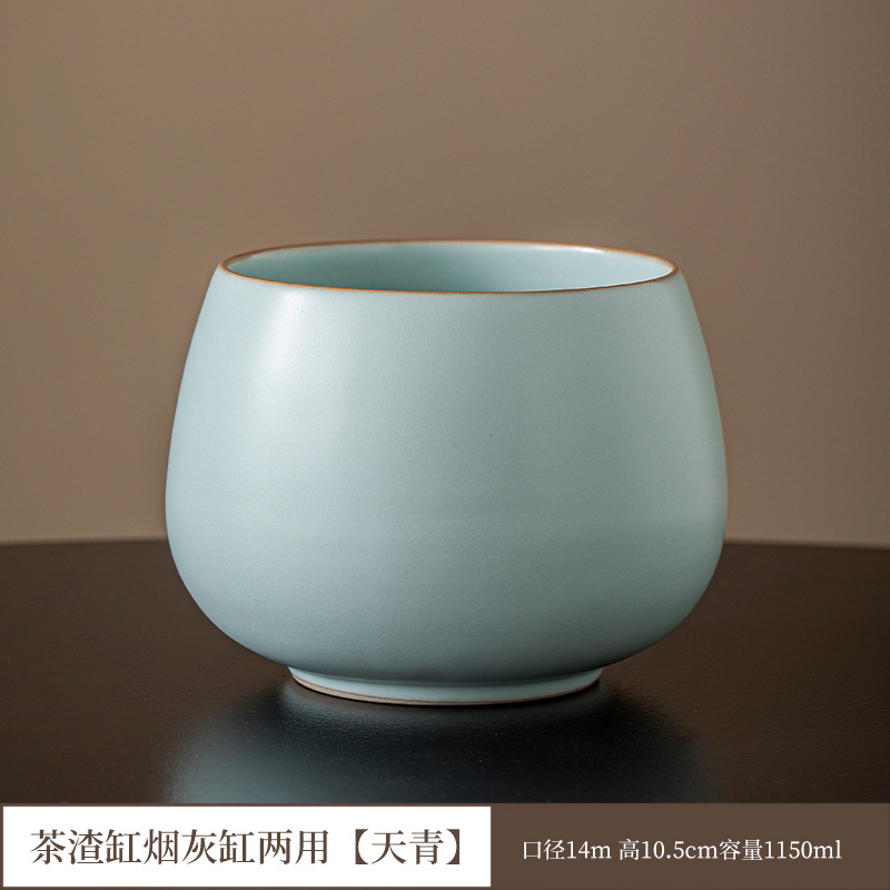 Ru窑 cerámica gran construcción de agua de té de lavado de agua de té sin cubierta mesa de secado de té tanque de residuos de té accesorios de té de kung fu doméstico