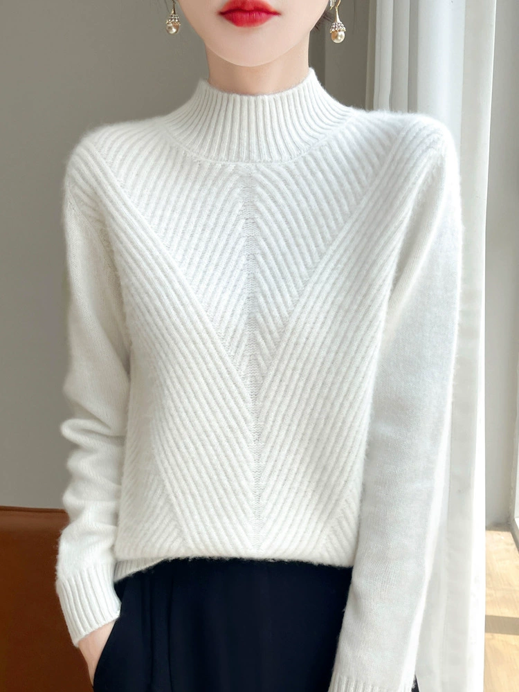 Демисезонный шерстяной цветной свитер, длинный рукав, oversize