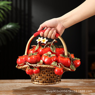 Persimmon Ruyi Persimmon Ornaments Living Room Entrance Wine Cabinet TV Cabinet Decorations Happy Gift for Moving to New Residence