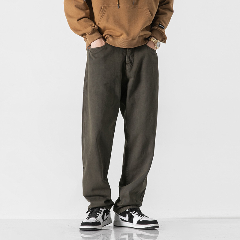 South summer clothes 2022 spring woven wax dye wash labeling High Street straight casual loose jeans men's trousers South summer clothes 2022 spring woven wax dye wash labeling High Street straight casual loose jeans men's trousers
