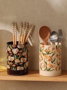 Chopstick Holder Countertop Container Household Chopstick Storage Box French Ceramic Mold-Proof Kitchen Chopstick Drainer High-End Chopstick Cage