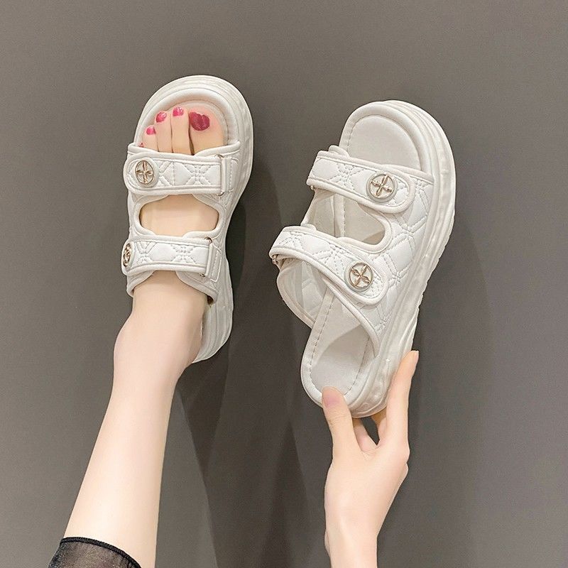 Chunky soled sandals and slippers 2023 spring and summer, new influencer women's styles, versatile summer outerwear, fairy style_voghion.com