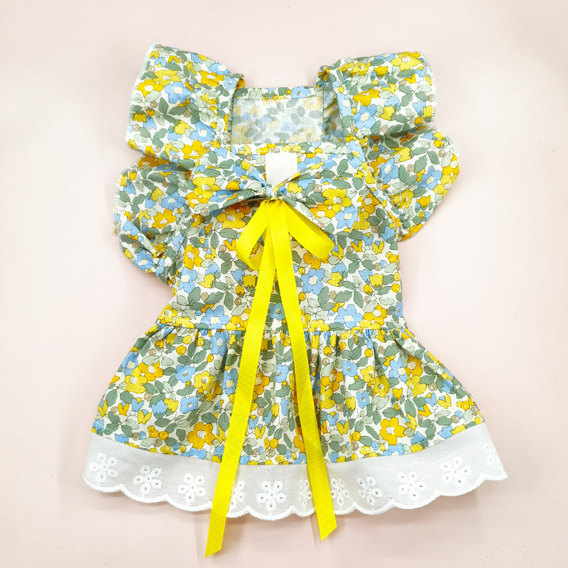 Cute Cotton Flower Bow Knot Pet Clothing display picture 9