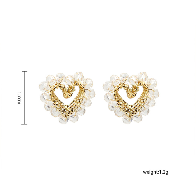 retro crystal heart shape earrings wholesale