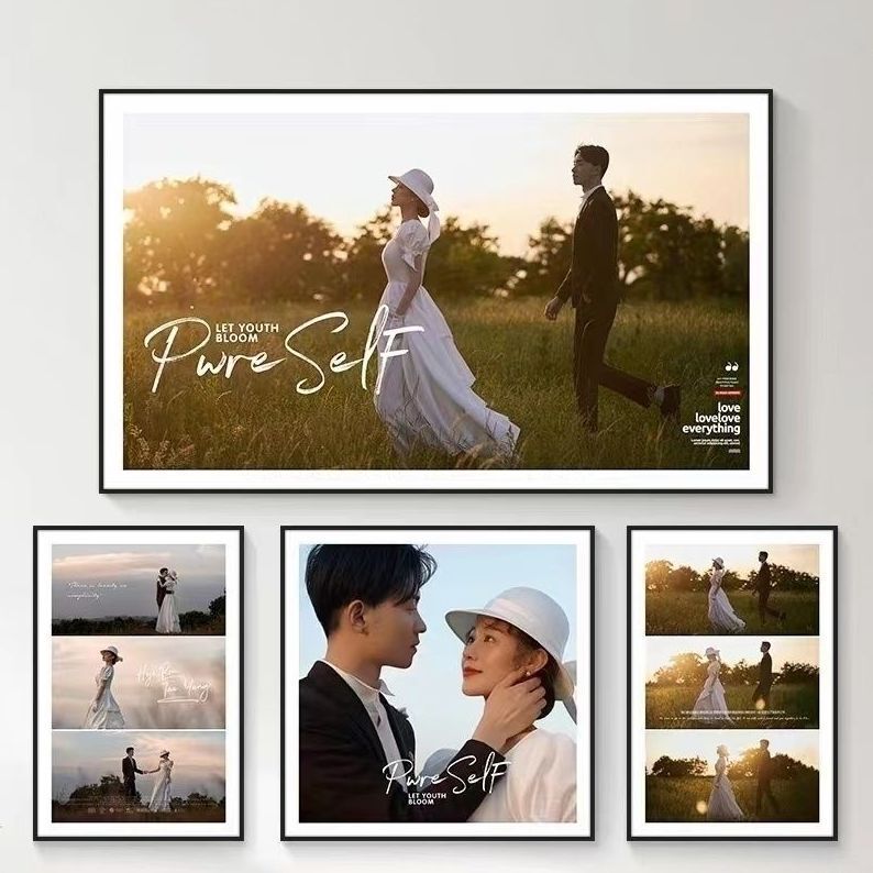 High-Definition Laser-Printed Modern Minimalist Wedding Photos and Family Portraits in Aluminum Alloy Frames for Wall Hanging, Cross-Border Factory Wholesale