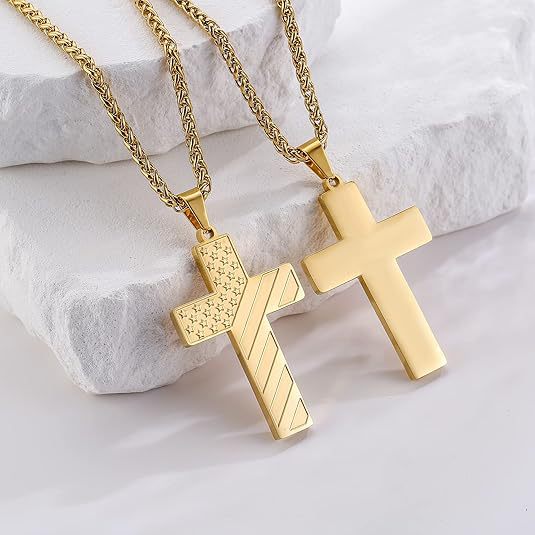 골드 십자가 + 목걸이 공백 디자인