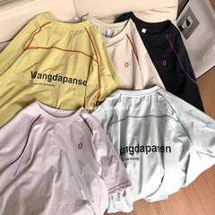 北と南の家族はとても美しいです！夏速乾半袖TコントラストカラーラインシンプルレターカップルスタイルアウトドアカジュアルTシャツ