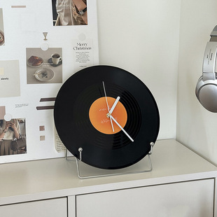 Retro Record Desktop Clock Living Room Bedroom Entrance Ornaments Desktop Light Luxury Home Decoration Gifts