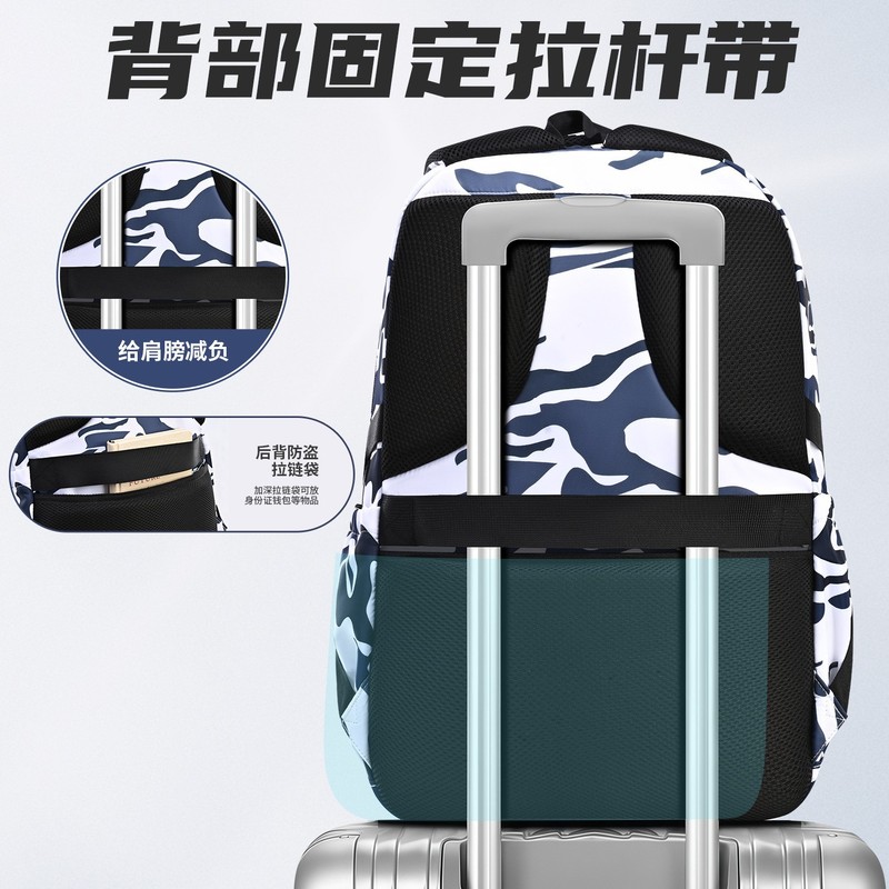 2025年新款初高中生迷彩书包大容量高中生减负护脊双肩包涂鸦背包|undefined