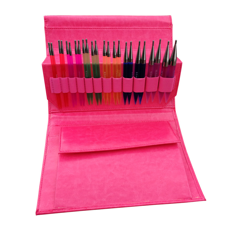 Herramienta de punto suéter aguja transparente acrílico desmontaje anillo aguja cuerda cambio anillo aguja conjunto de 12 pares PU embalaje