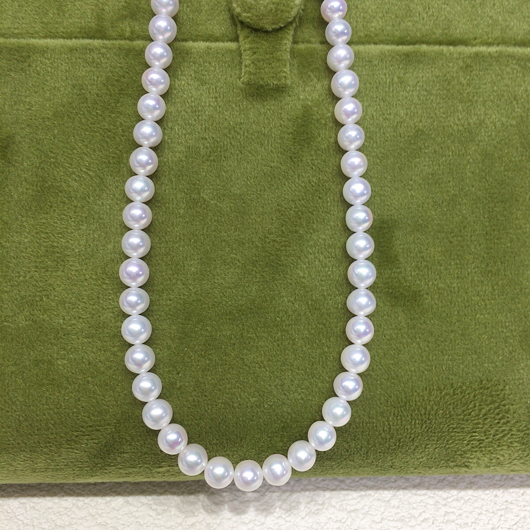 5-8mm Natural Freshwater Pearl Necklace from Zhuji, Aurora Fairy Freshwater Ak, Nearly Perfectly Round, with S925 Sterling Silver Clasp