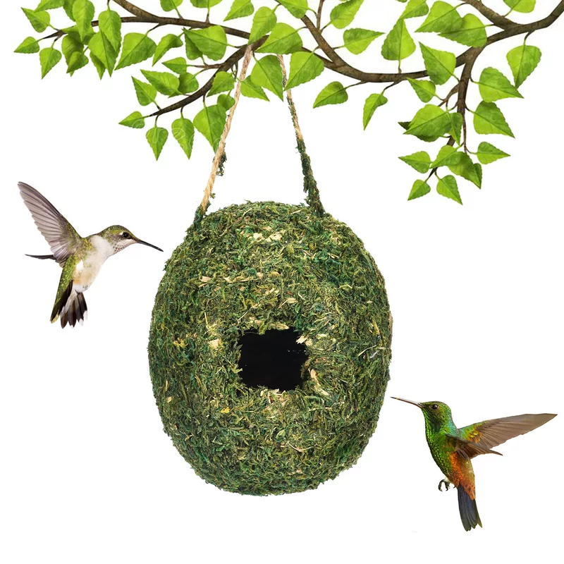 TEMU новый трансграничный трансграничный домик для hummingbird's очаровательный декоративный домик для колибри креативное висячее моховое и гнездо для птиц