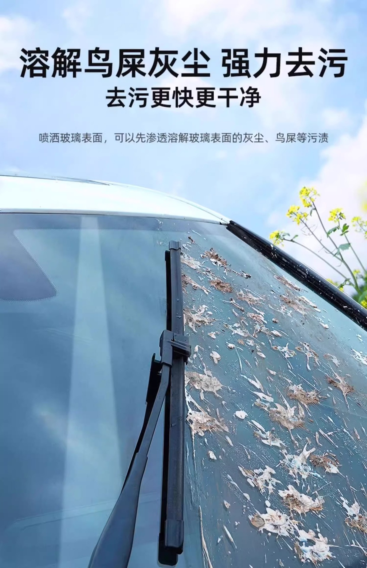 Car Glass Water Powerful Decontamination and Oil Film Removal Ethanol Removal Shellac Summer Car Wiper Water Concentrated for All Seasons