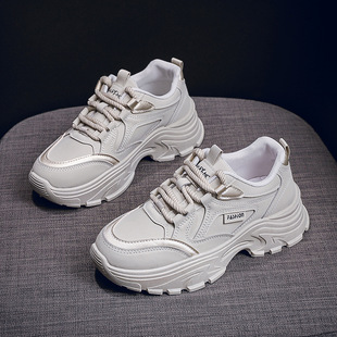 Dad's Shoes for Women 2024 Autum New Student K-Style Ins Trbottomy Versatile Thick-Soled Flats Sports Casual Shoes 8821