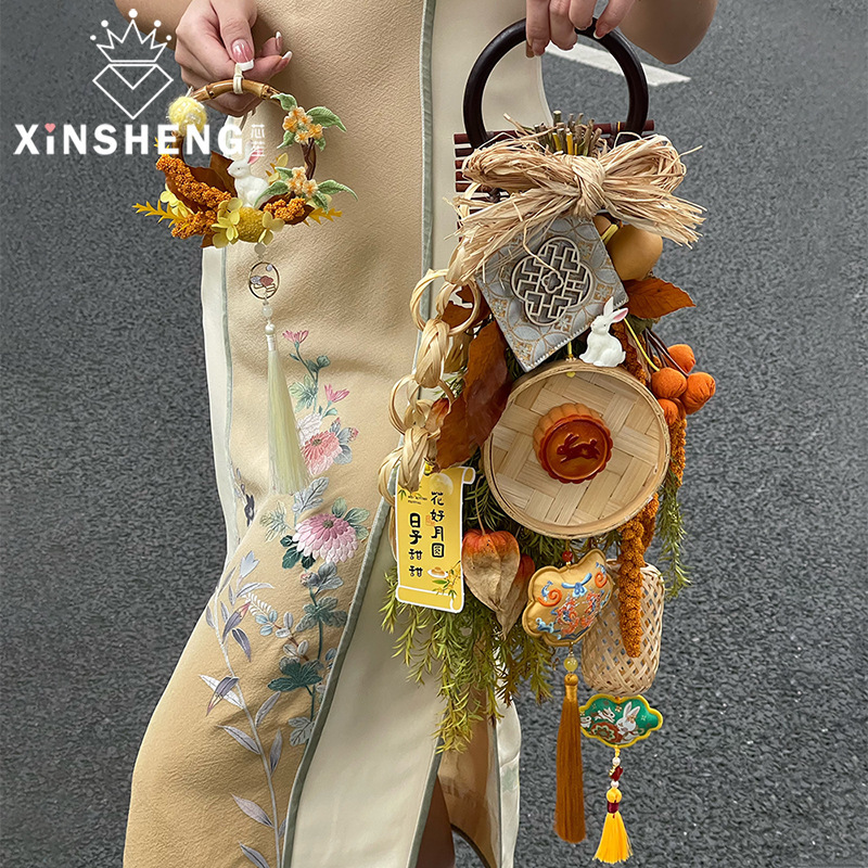 芯苼 中秋节材料包月满金秋门挂节日礼品装饰挂件配饰手工diy材料|undefined