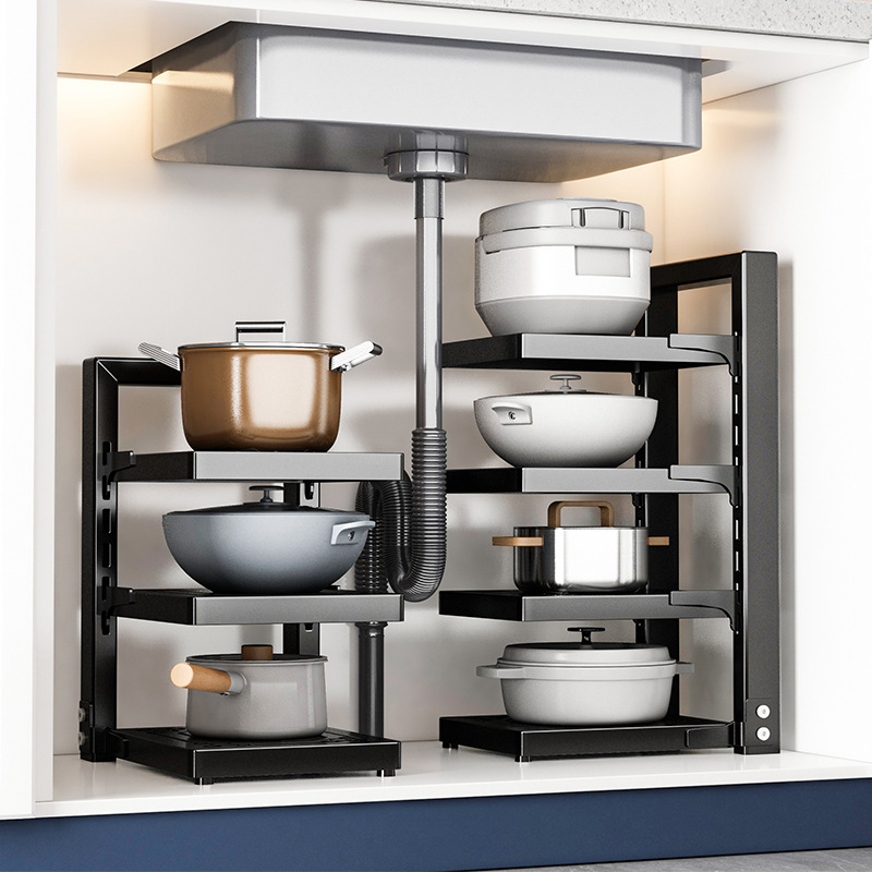 Kitchen multi-layer pot rack sink storage rack countertop floor multi-functional pot rack cabinet corner storage rack