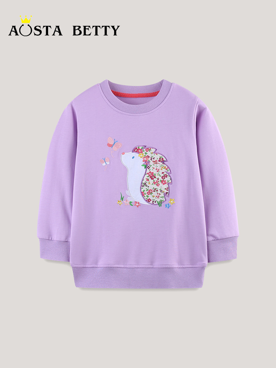 Nuevos productos de otoño suéter de algodón para niños de punto suéter de dibujos animados bordados sudadera para niños suéter de estilo europeo y americano suéter para niñas de manga larga