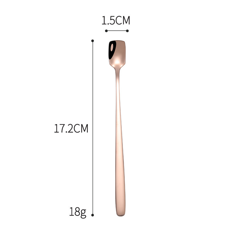 304ステンレス角頭マグカップ攪拌スプーン食器長柄金色スプーンコーヒー蜂蜜粉ミルクスプーン薬スプーン|undefined
