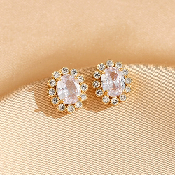 Golden zirconium, earrings