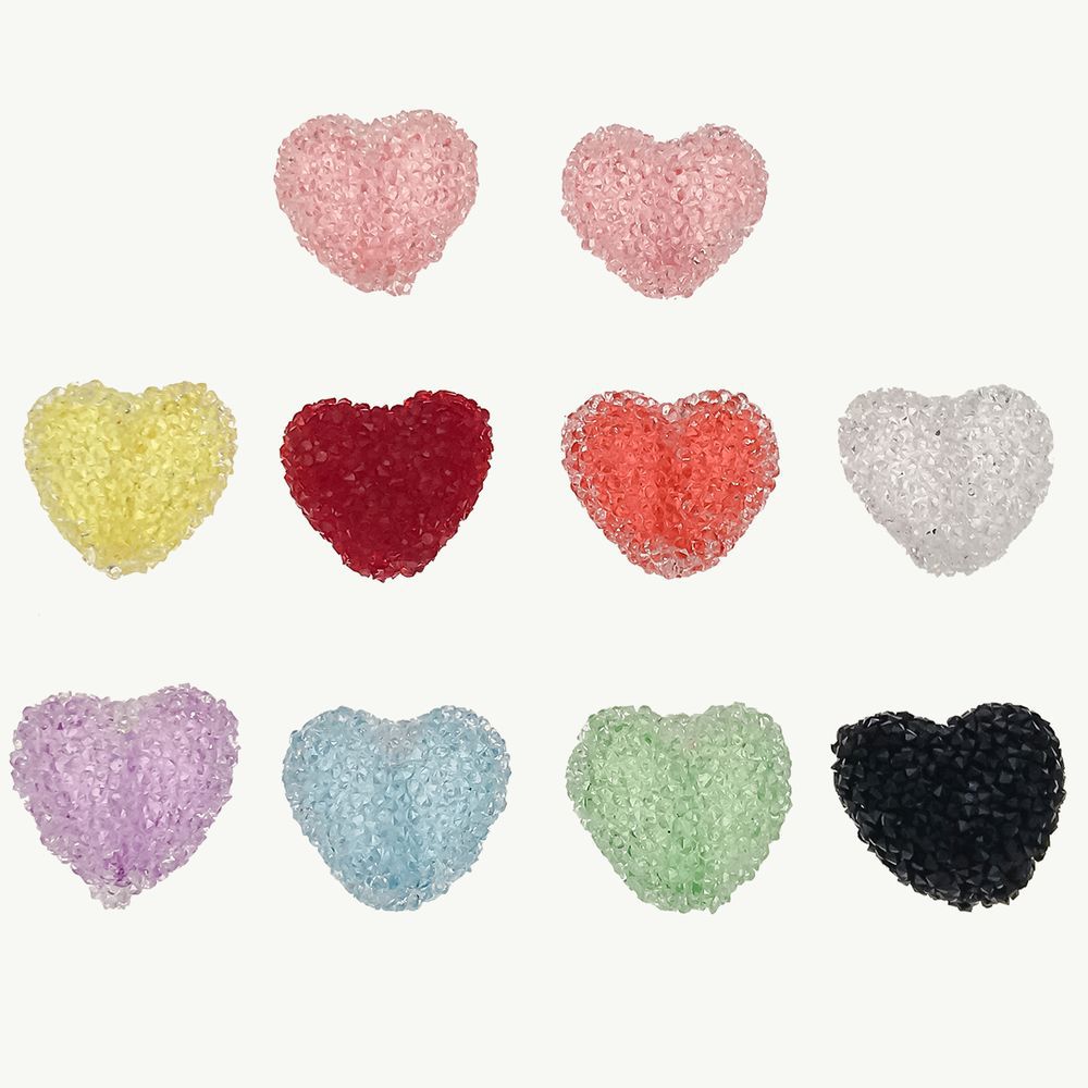 Mix 10 acrylic transparent perforated hearts series-27.2g-BE04