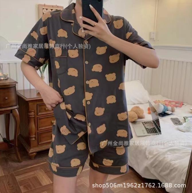 Foreign Trade Cross-border Pajamas Women's Summer Japanese Style Cute New Short-sleeved Shorts Cartoon Summer Student Home Clothes suit