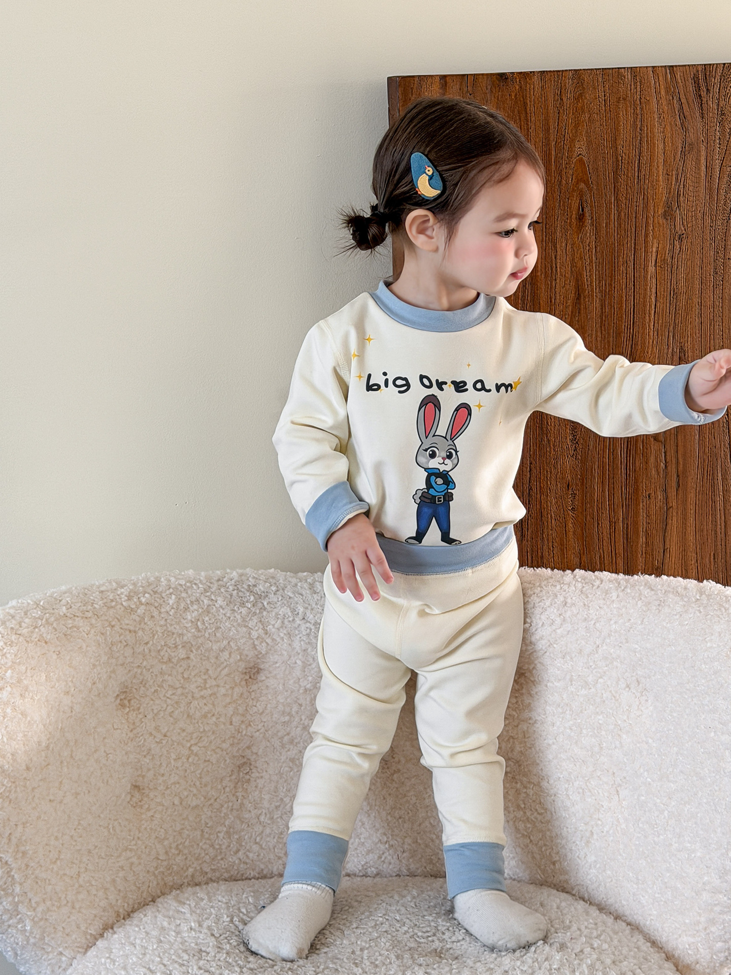 Sugar Pear ropa infantil pijama infantil ropa de invierno bebé ropa de hogar set A algodón sin costuras chaqueta de otoño de niñas