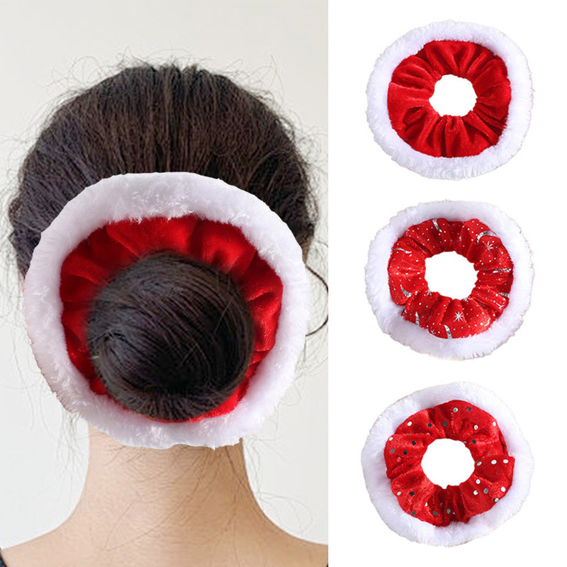 新作 クリスマス クロスボーダー ぬいぐるみ風 大きめ ヘアゴム レディース 高級 ヘアゴム ドーナツ型 ヘアアクセサリー レッド|undefined
