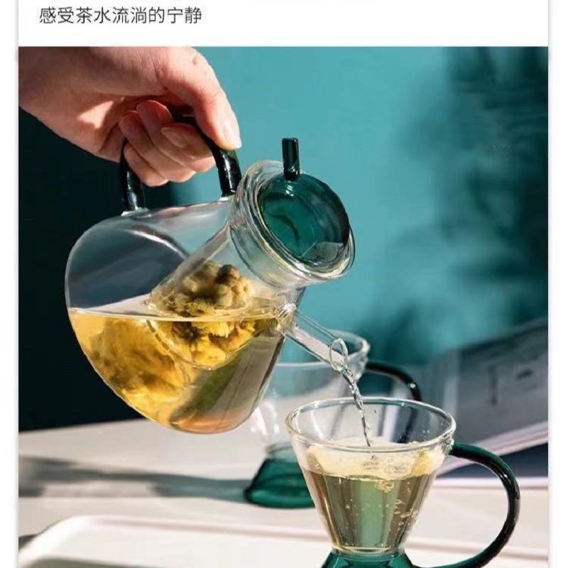 Danés nórdico tetera creativa ins borosilicato vidrio vintage tetera traje café ámbar