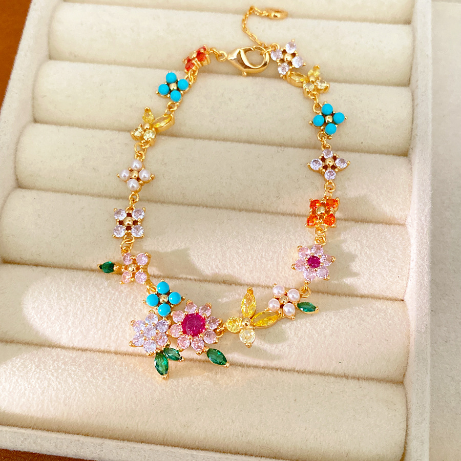 18 quilates de oro verdadero, collar de mariposa de flores de piedra, lujo ligero, nicho, cadena de clavícula, conjunto de joyas de temperamento exquisito