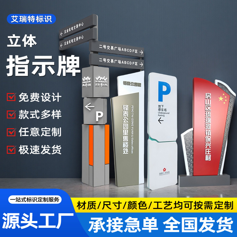 户外不锈钢导视牌景区停车场落地立式指示牌乡村党建精神堡垒路牌
