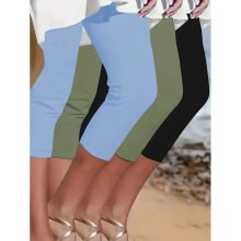 O 71518 Button casual cropped pants Ŧ�������߷�Ů��羳