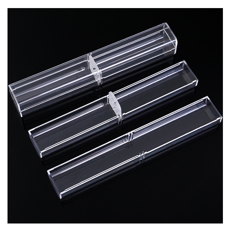 Fábrica en stock al por mayor estudiante caja de lápices de plástico caja de lápices de cristal transparente impresión logo